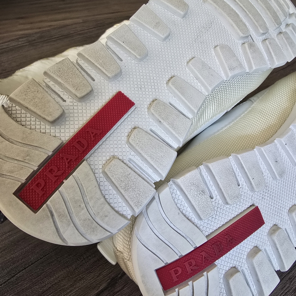 Authentic Prada White Leather Slip-On Shoes - Picture 3 of 16